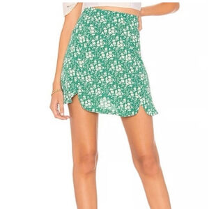 Women's For Love & Lemons Floral Mini Skirt Size L Green
